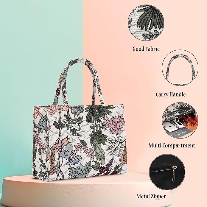 Women’s Designer Tote Bag | Premium Fabric Handbag with Strong Carry Handles