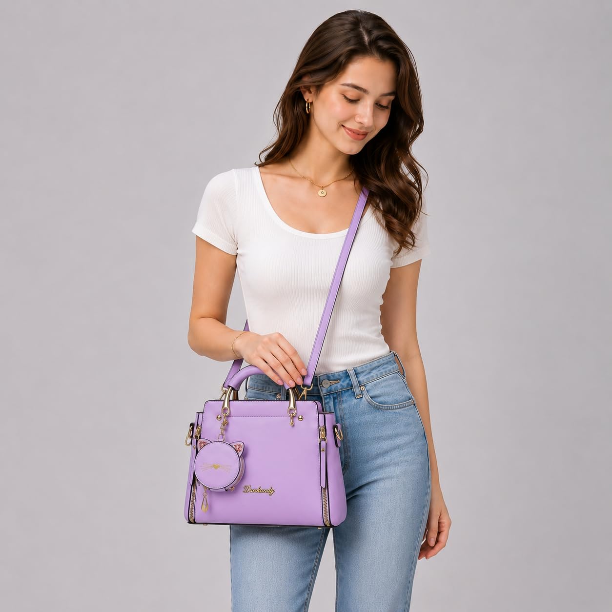 SANTORINI Women Handbag Leather Fancy Bag | Satchel Bag with zipper closure and coin pouch | Small size Purse for girls with Strap | Party Clutch for ladies
