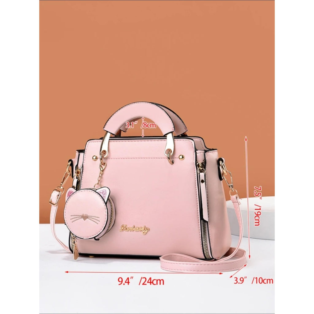SANTORINI Women Handbag Leather Fancy Bag | Satchel Bag with zipper closure and coin pouch | Small size Purse for girls with Strap | Party Clutch for ladies