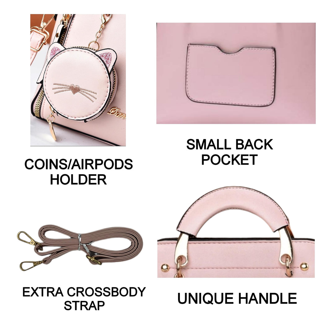 SANTORINI Women Handbag Leather Fancy Bag | Satchel Bag with zipper closure and coin pouch | Small size Purse for girls with Strap | Party Clutch for ladies