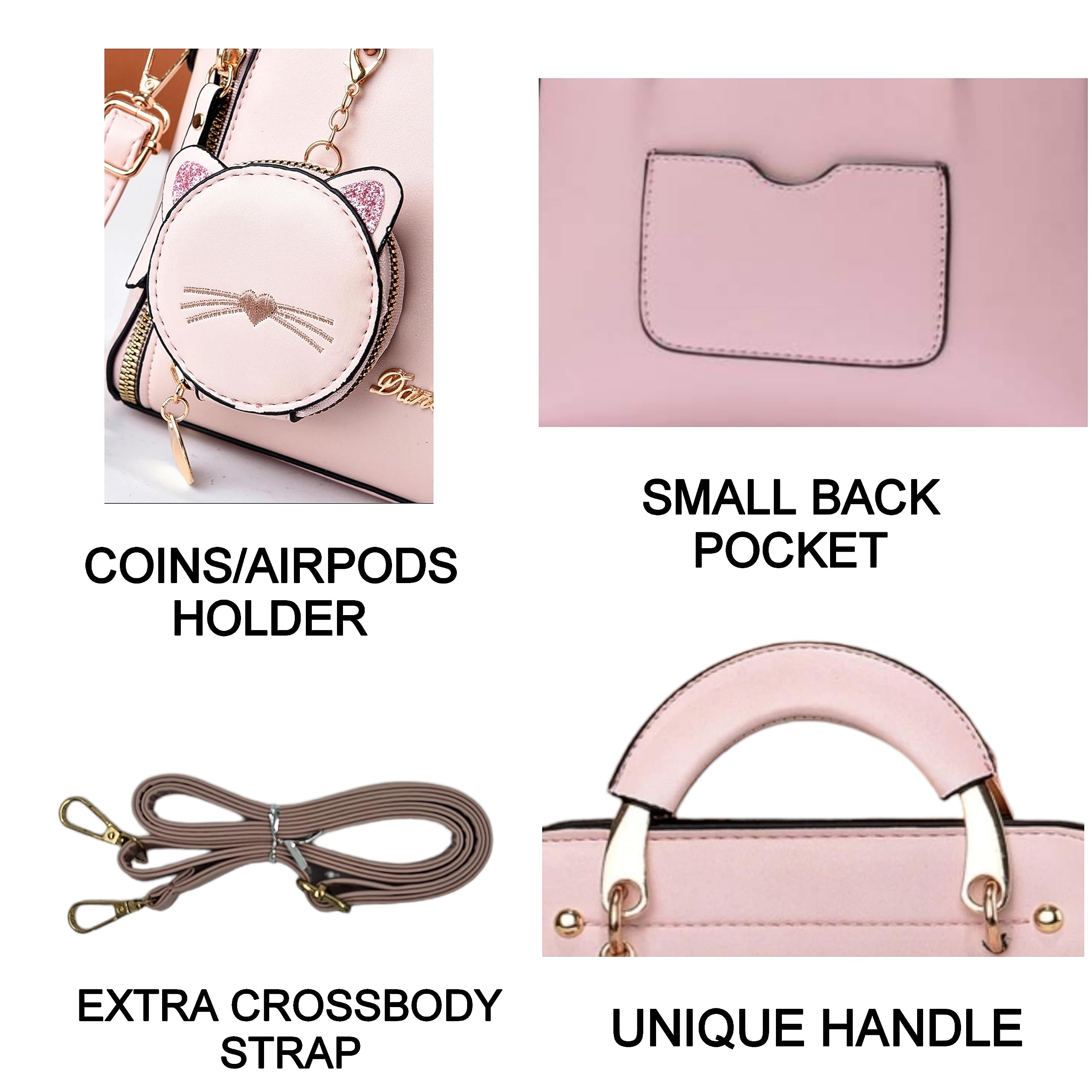 SANTORINI Women Handbag Leather Fancy Bag | Satchel Bag with zipper closure and coin pouch | Small size Purse for girls with Strap | Party Clutch for ladies