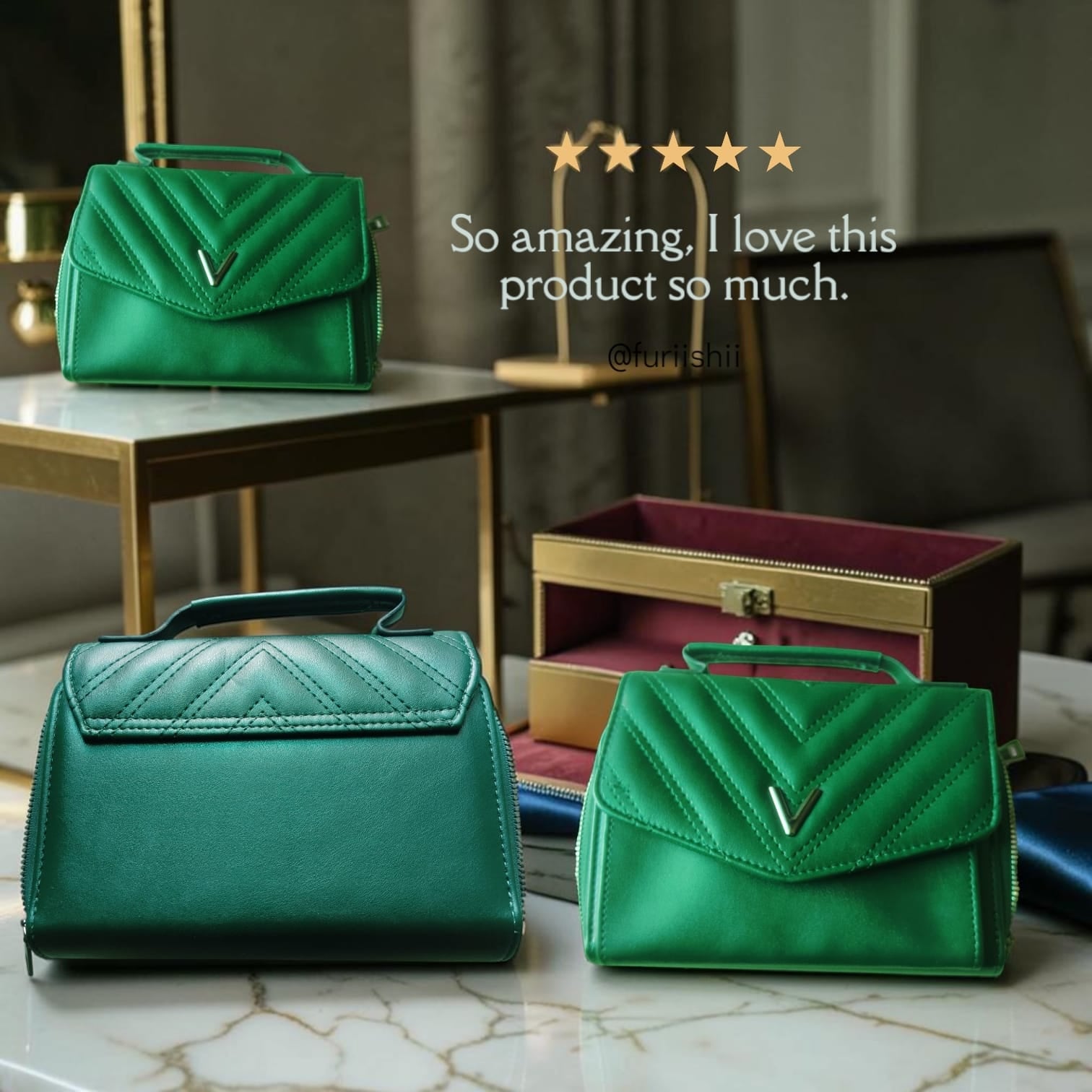 Luxury Green Womens Handbag By Furiishii