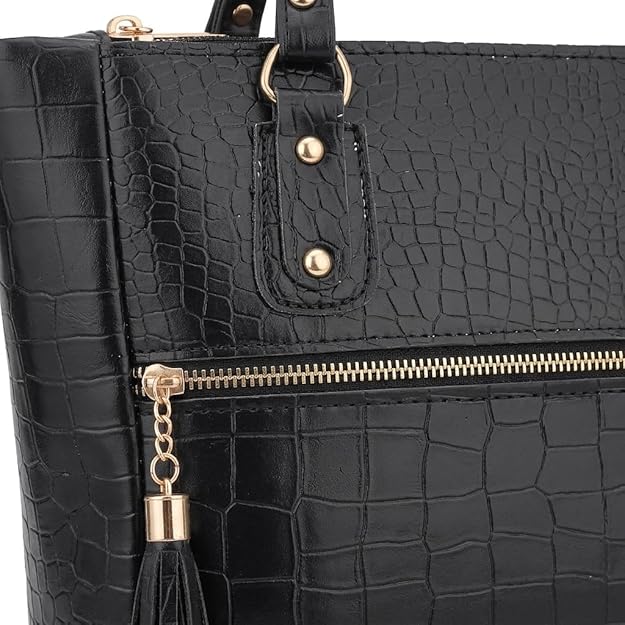 Women Handbag Combo Set (Medium + Mini) Croco Texture Faux Leather